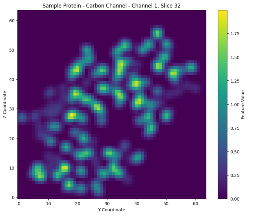Figure 4 left: Sample protein carbon channel slice